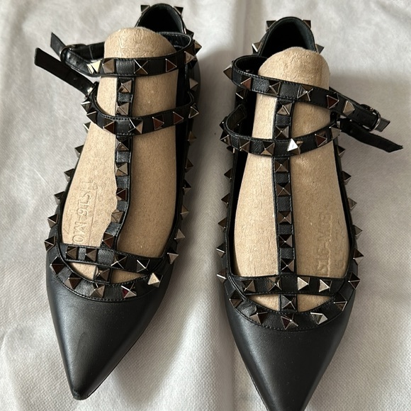 Valentino Rockstud Flats, black leather, used - Picture 2 of 8